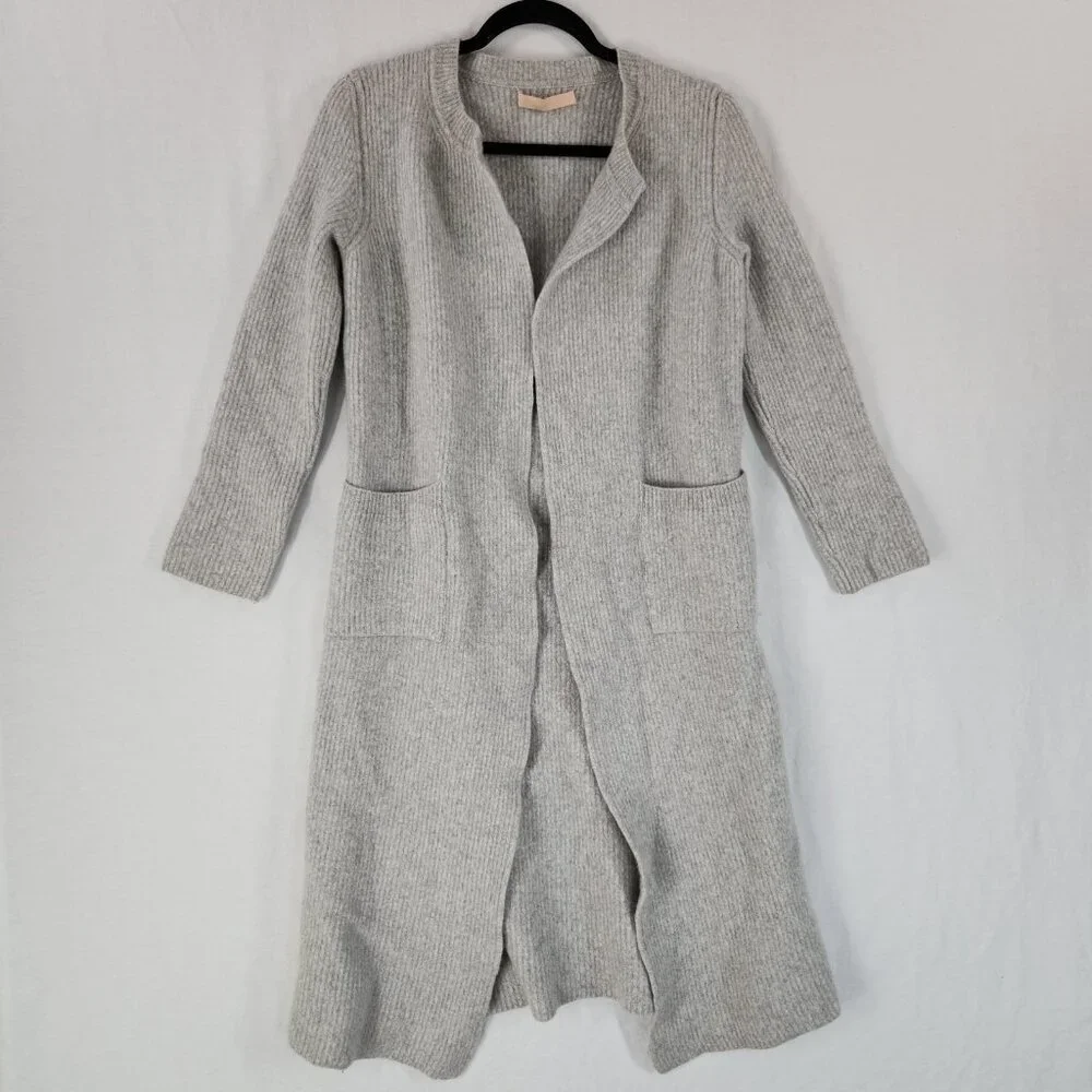 Brock Collection Longline Cardigan Wool Cashmere Size XS Made In Italy Ribbed